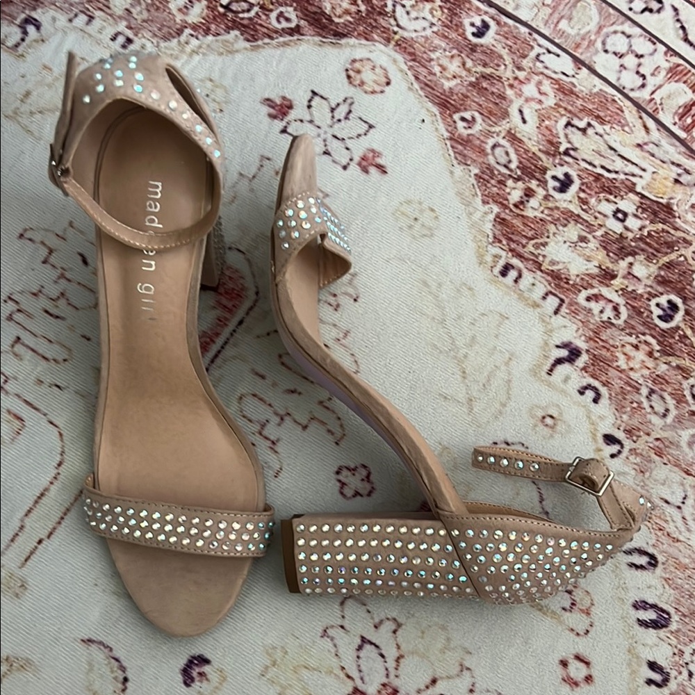 Tan Heels with Rhinestones